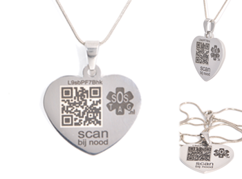 ID hanger RVS hart groot ID hanger RVS hart groot met Omega ketting