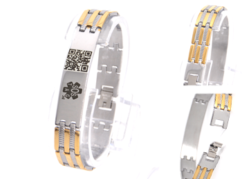 ID armband RVS goud 3lijnen. ID armband RVS goud 3lijnen en een unieke SOS QR-code.