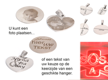 Extra graveren keerzijde Extra graveren van keerzijde van een hanger.